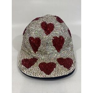 Sequin Heart Funky Glam Baseball Cap Geometric Bedazzled Hip Hop Vintage 90s